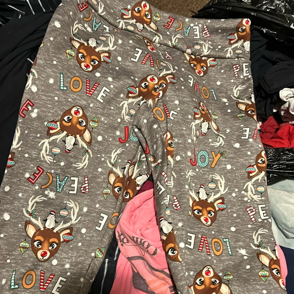 Reindeer pajama leggings. Worn once. XL
